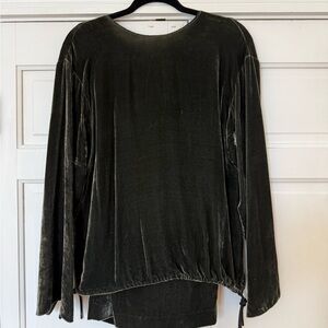 Theory Dark Green Velvet Top and Drawstring Pants Matching Set
